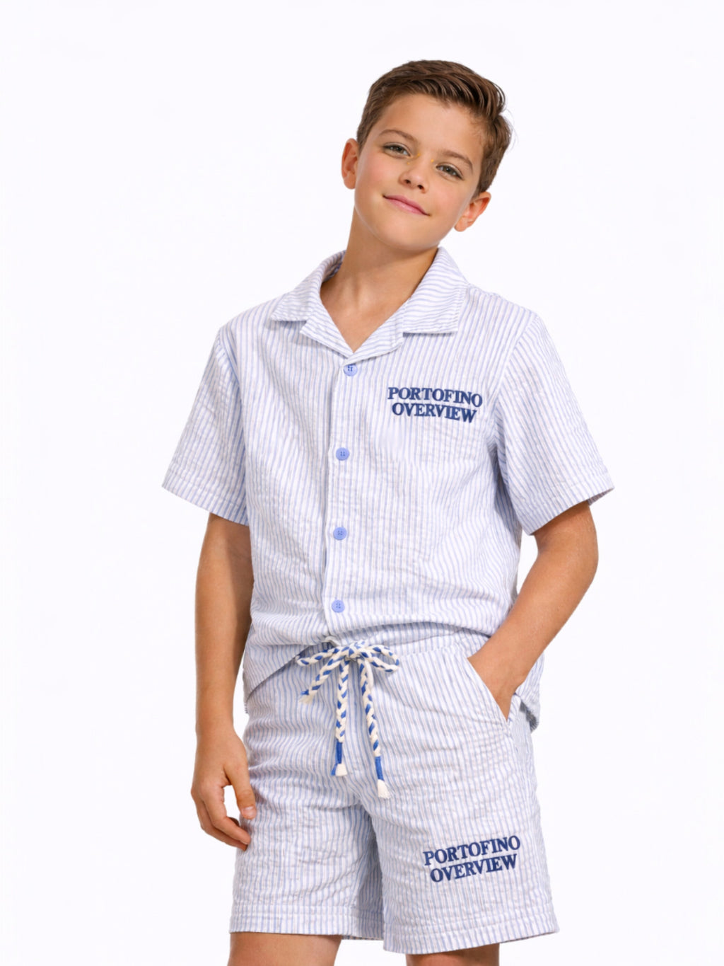 Boys 2Pc Striped Shirt Set