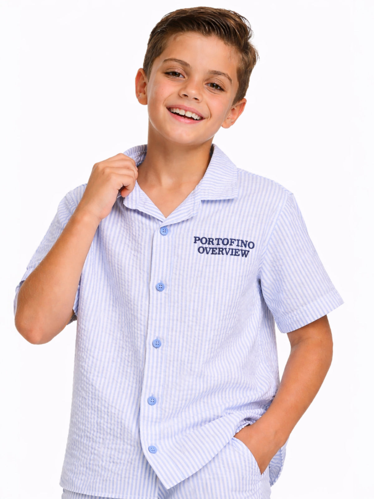 Boys 2Pc Striped Shirt Set