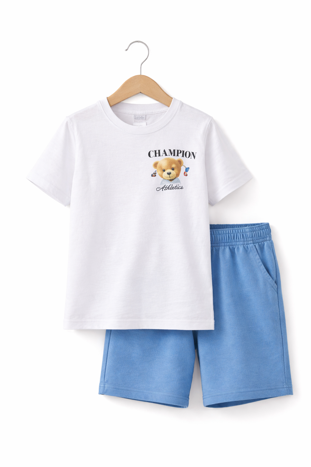 Boys 2 Pc set Champion Bear T-Shirt & Blue Shorts Set