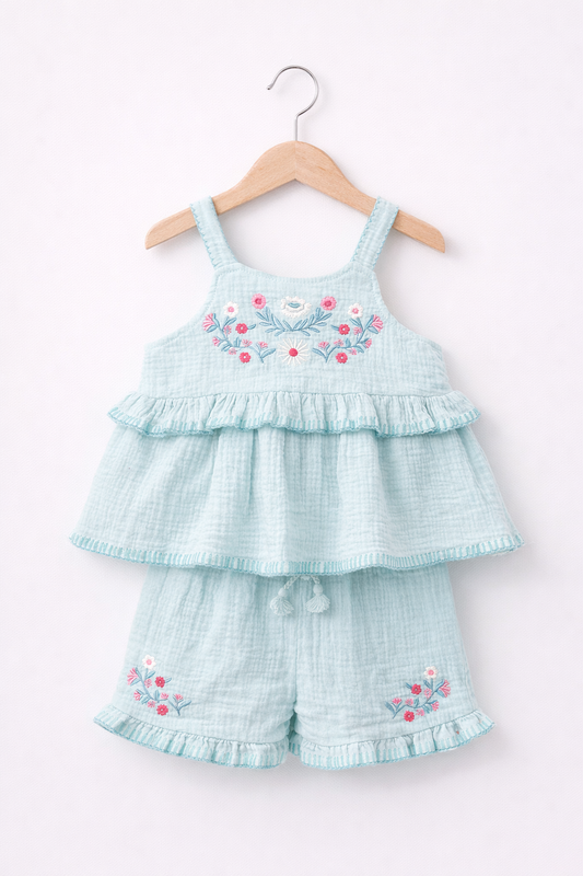Girls 2 Pice Set, Top And Shorts And Matching Sunglasses