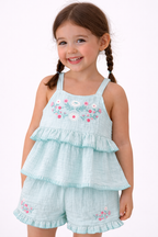Girls 2 Pice Set, Top And Shorts And Matching Sunglasses