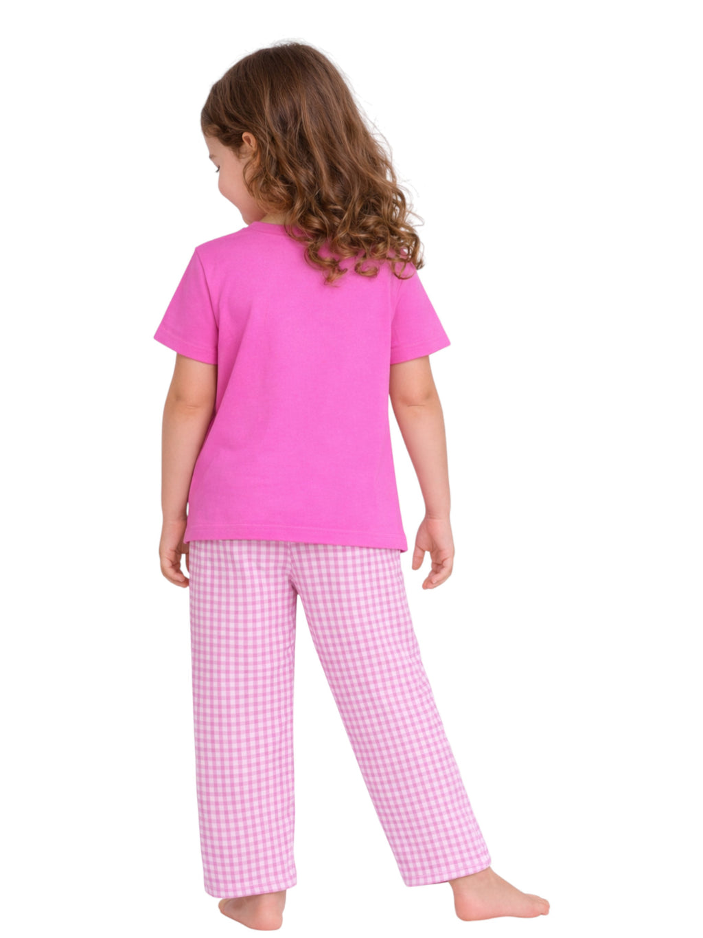 Girls Wake Up Lemon Tee & Pink Gingham Pants Set