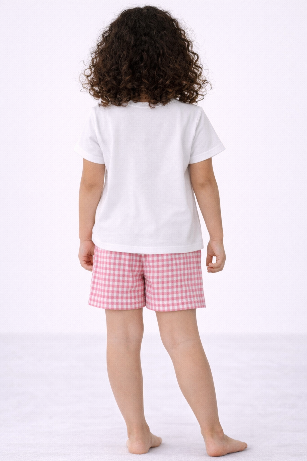Girls’ Pajama Set “ Œpicnic Day” Graphic T-Shirt & Gingham Shorts