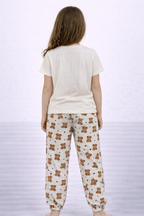Girls’ Pajama Set “ Œsnuggle Time” Teddy T-Shirt & Printed Jogger Pants