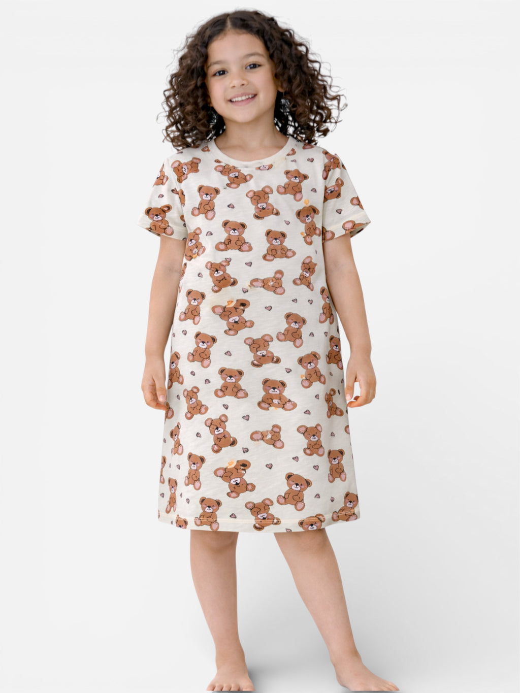Girls’ Nightdress “ All-Over Teddy Print Sleep Tee Dress