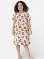Girls’ Nightdress “ All-Over Teddy Print Sleep Tee Dress
