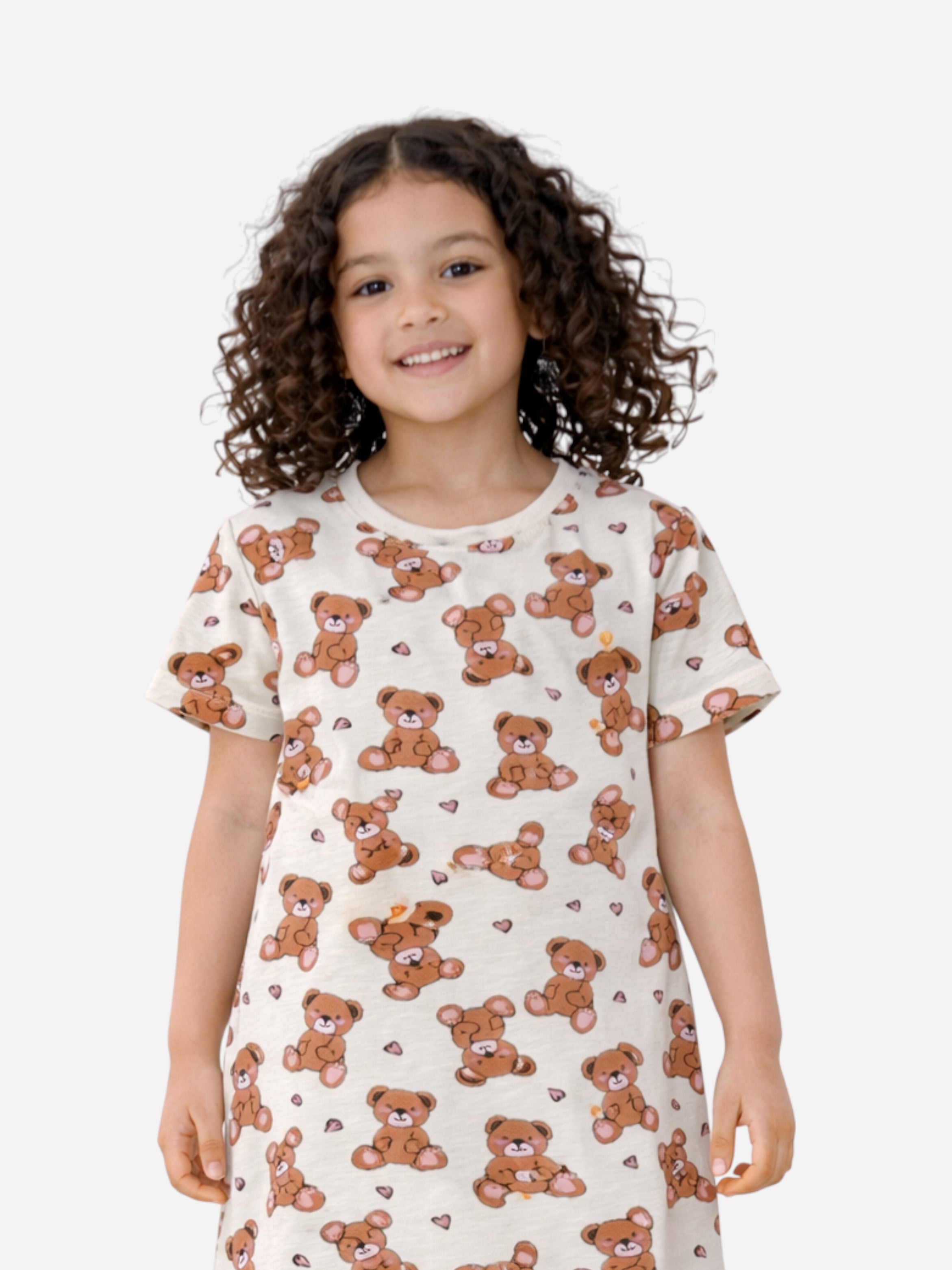 Girls’ Nightdress “ All-Over Teddy Print Sleep Tee Dress