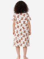 Girls’ Nightdress “ All-Over Teddy Print Sleep Tee Dress