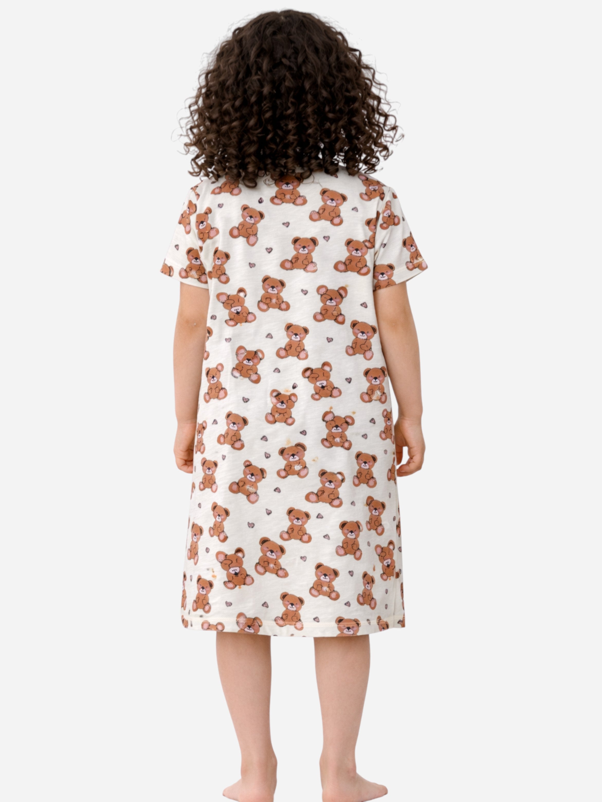 Girls’ Nightdress “ All-Over Teddy Print Sleep Tee Dress