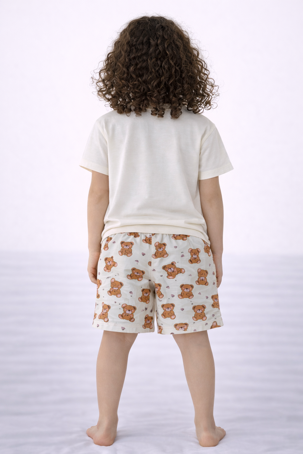 Girls’ Pajama Set “ Teddy Faces Graphic T-Shirt & All-Over Print Shorts
