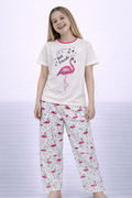 Girls’ Pajama Set “ Flamingo Graphic T-Shirt & Printed Pants