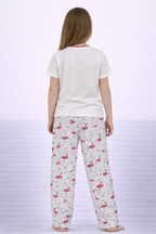 Girls’ Pajama Set “ Flamingo Graphic T-Shirt & Printed Pants