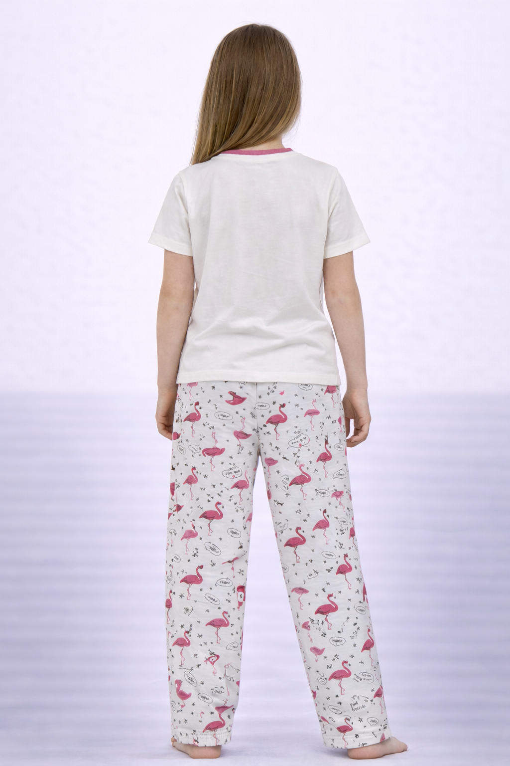 Girls’ Pajama Set “ Flamingo Graphic T-Shirt & Printed Pants