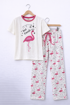 Girls’ Pajama Set “ Flamingo Graphic T-Shirt & Printed Pants