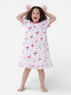 Girls’ Nightdress “ Flamingo Print Sleep Tee Dress