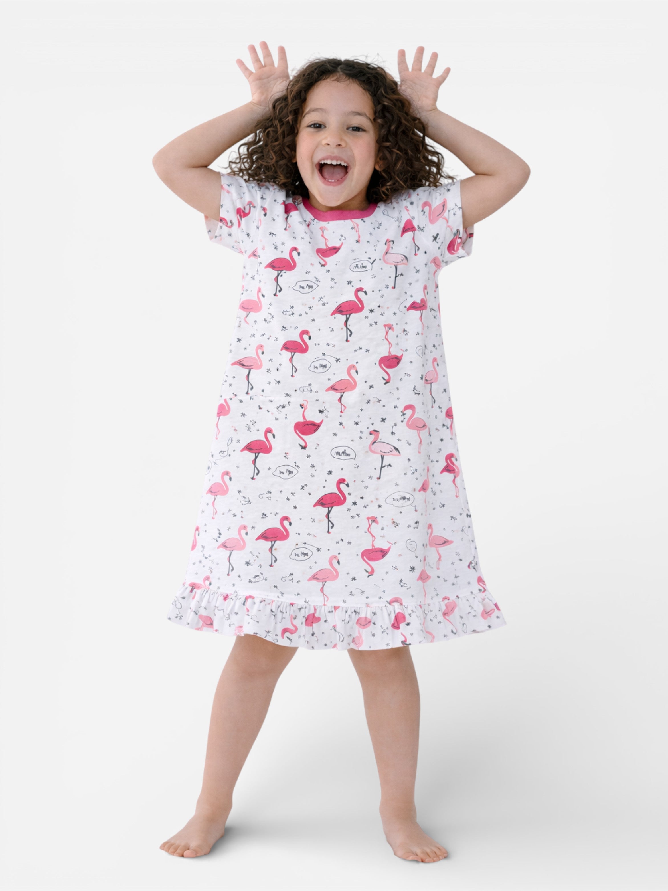 Girls’ Nightdress “ Flamingo Print Sleep Tee Dress