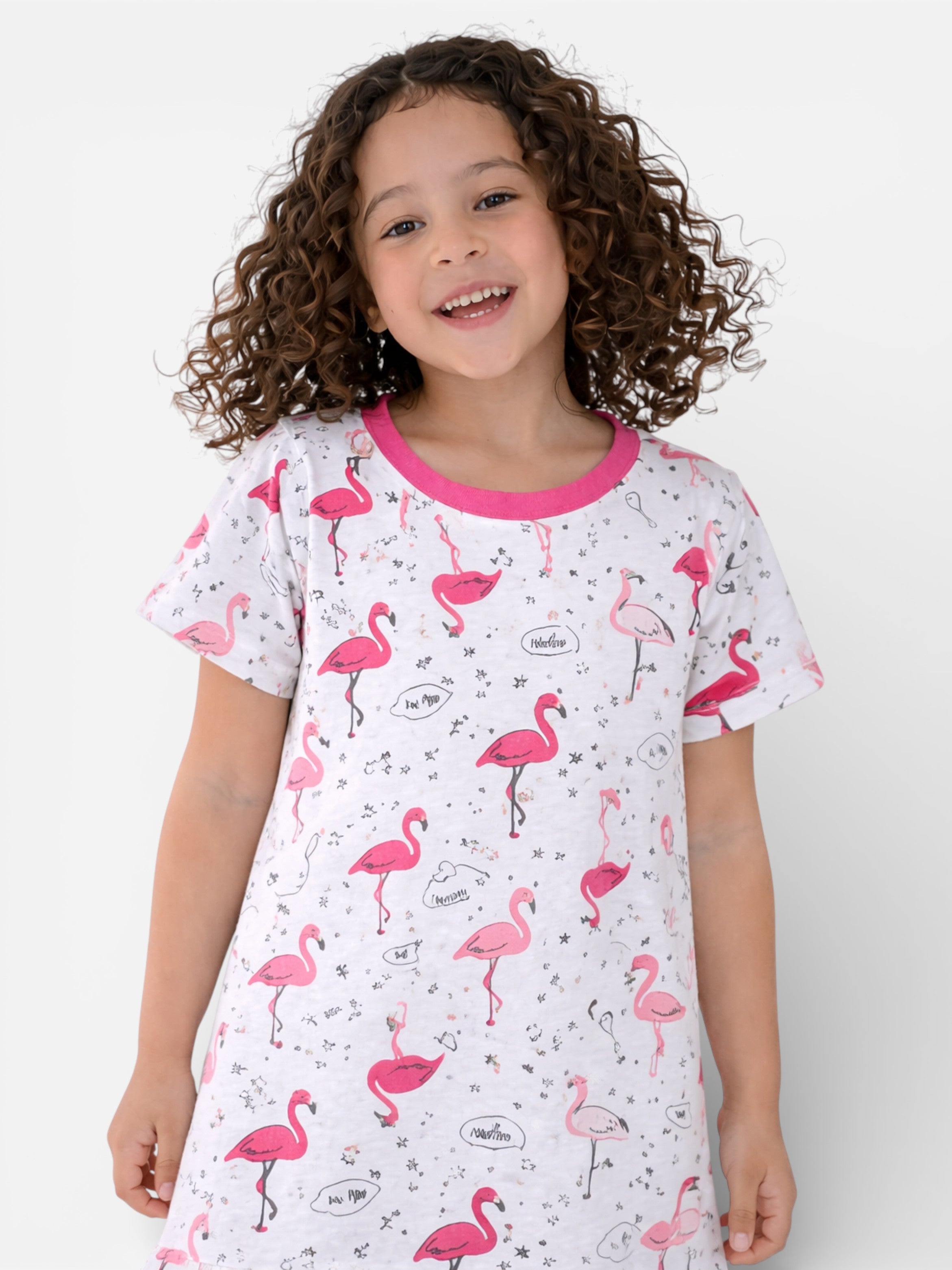 Girls’ Nightdress “ Flamingo Print Sleep Tee Dress