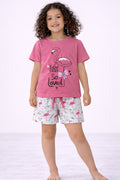Girls’ Pajama Set “ Flamingo Œyou Are Loved” T-Shirt & Printed Shorts