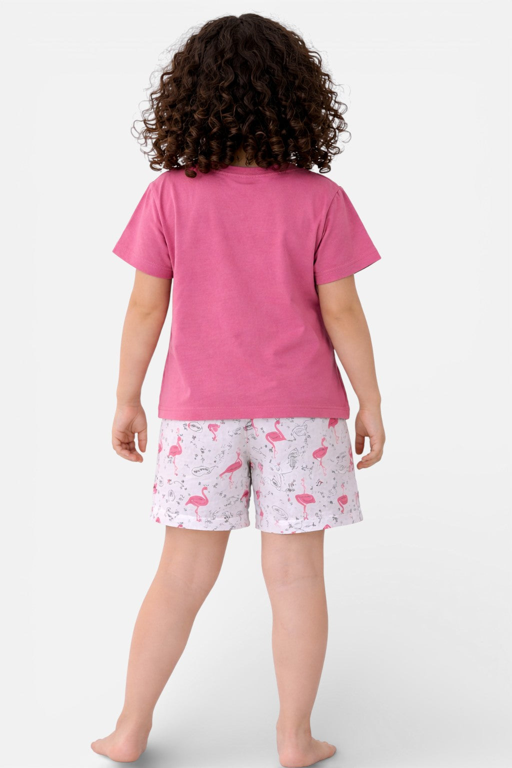 Girls’ Pajama Set “ Flamingo Œyou Are Loved” T-Shirt & Printed Shorts