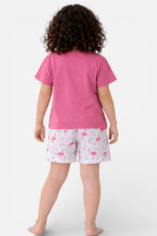 Girls’ Pajama Set “ Flamingo Œyou Are Loved” T-Shirt & Printed Shorts