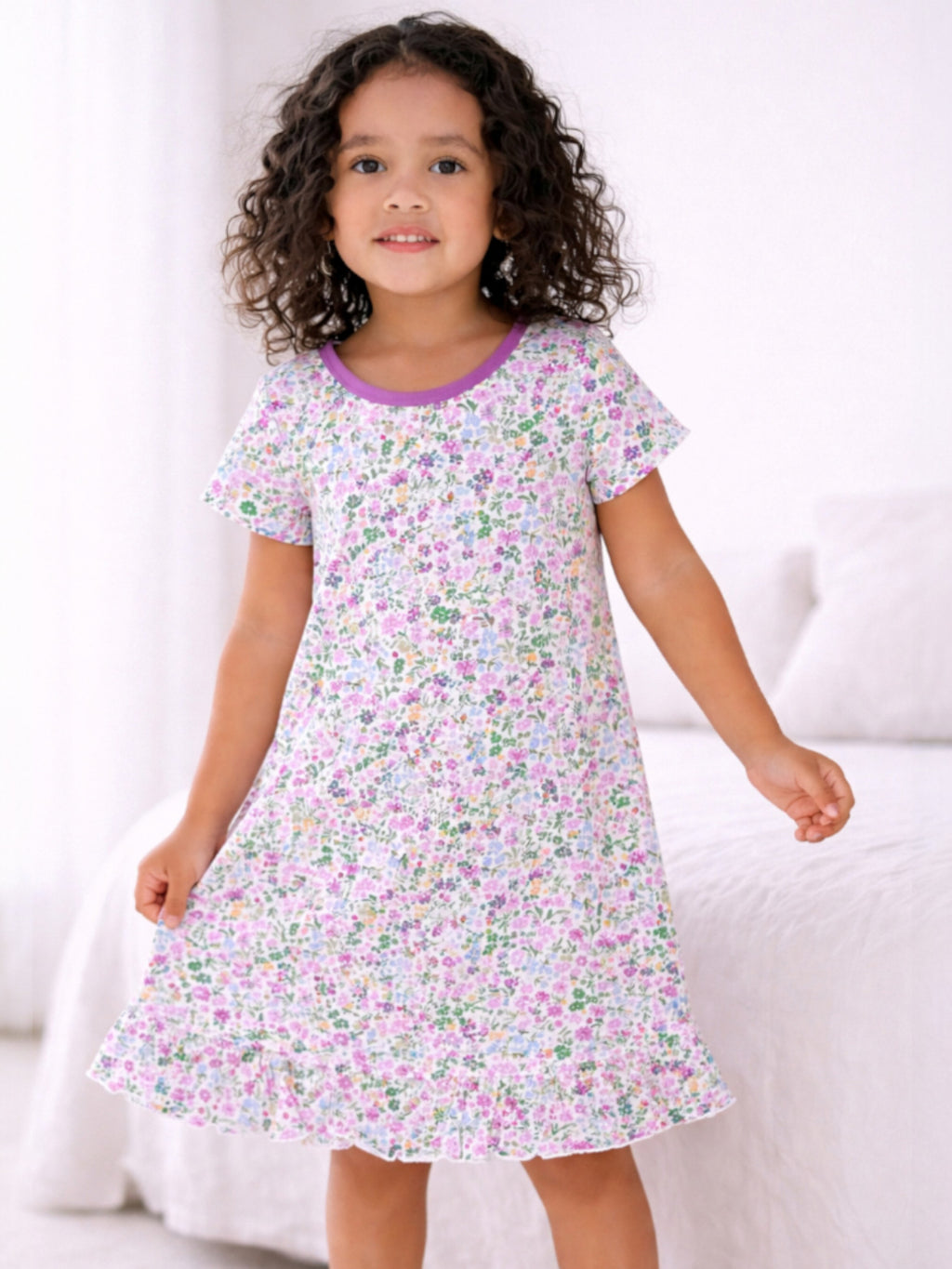 Girls’ Nightdress “ Floral Print Sleep Tee Dress