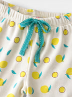 Girls’ Pajama Set “ Œhello Summer” Frill Sleeve Top & Lemon Print Pants