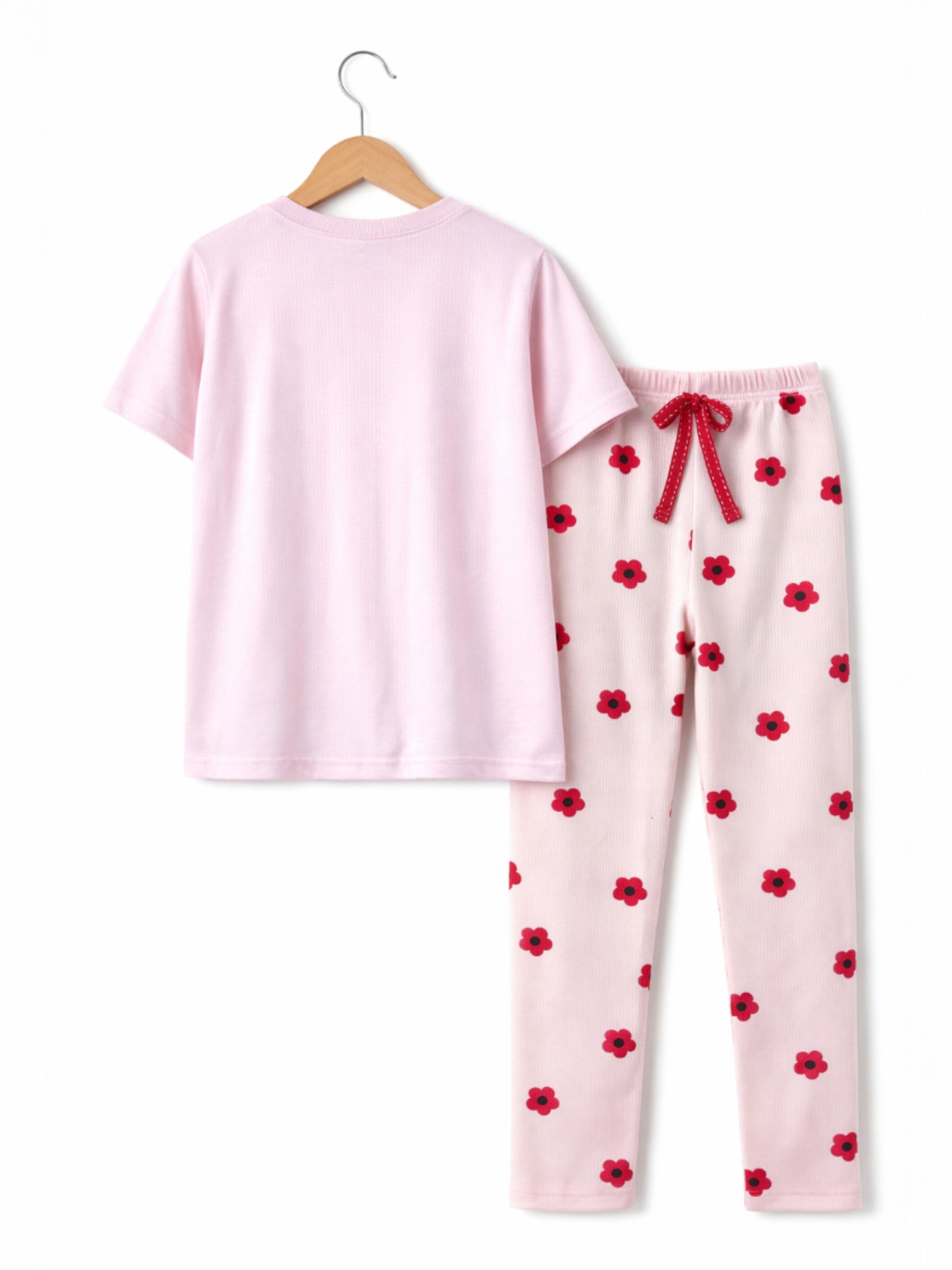 Girls’ Pajama Set “ Toucan Graphic T-Shirt & Heart Print Pants