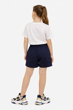 Girls 2Pc Set Sequin Œlove Forever” T-Shirt & Shorts Set “ White & Navy