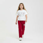 Girls 2 Pc Set Œsummer Days” Top & Pants Set “ White & Red