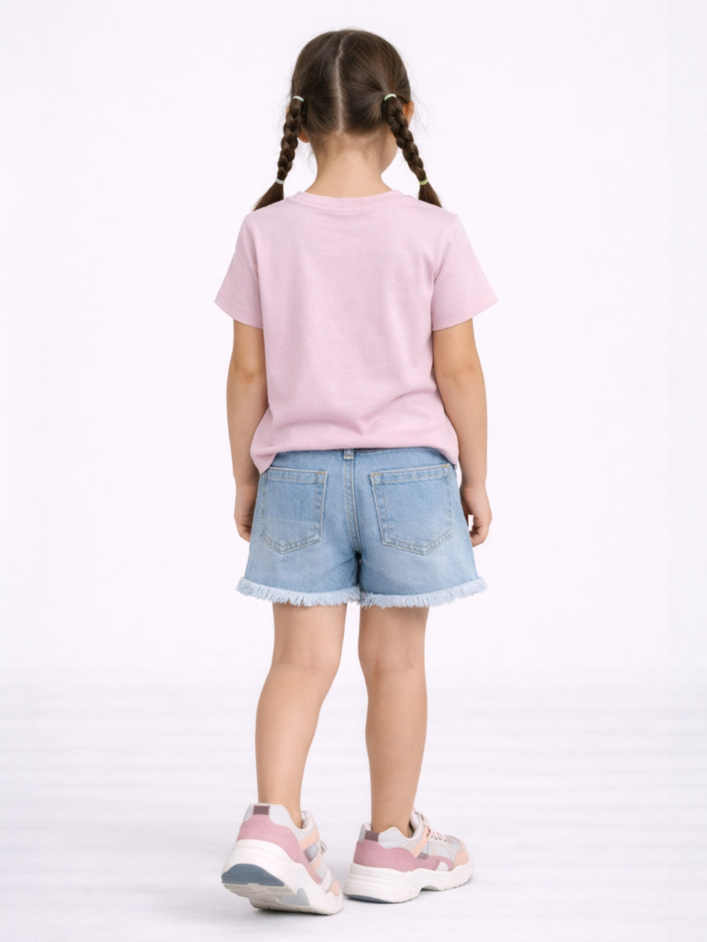 Girls Beach Side Embellished T-Shirt (Pink- Relaxed Fit)