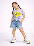 Girls Lemonade Treat Embellished T-Shirt (Lavender- Relaxed Fit)