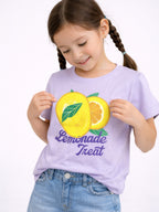 Girls Lemonade Treat Embellished T-Shirt (Lavender- Relaxed Fit)