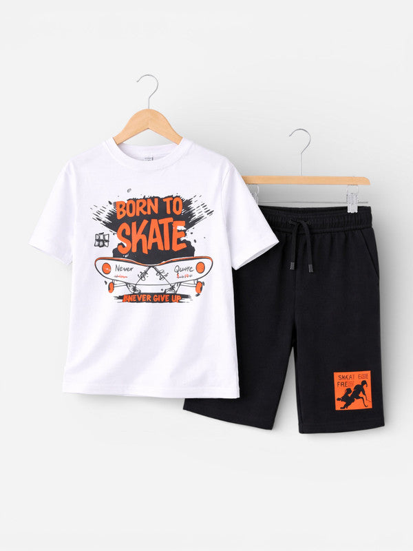 Boys 2 Pc "Born To Skate" T-Shirt & Shorts Set (Relaxed Fit)