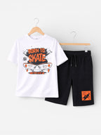 Boys 2 Pc "Born To Skate" T-Shirt & Shorts Set (Relaxed Fit)