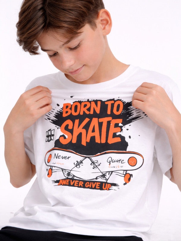 Boys 2 Pc "Born To Skate" T-Shirt & Shorts Set (Relaxed Fit)