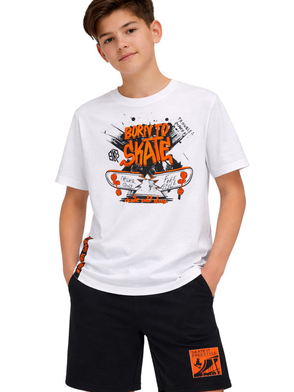 Boys 2 Pc "Born To Skate" T-Shirt & Shorts Set (Relaxed Fit)