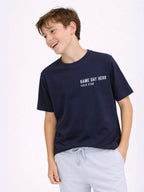 Boys Football Graphic T-Shirt & Light Blue Denim Shorts Set (Relaxed Fit)