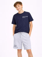 Boys Football Graphic T-Shirt & Light Blue Denim Shorts Set (Relaxed Fit)