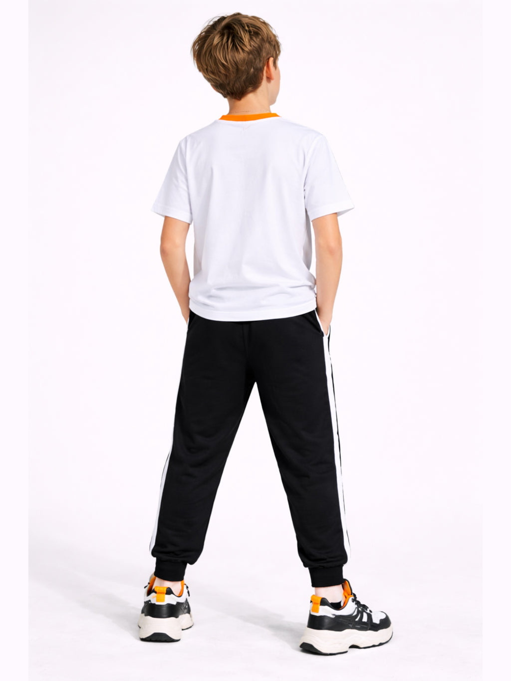 Boys Basketball Print T-Shirt & Black Joggers Set