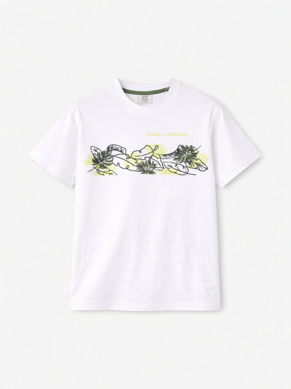 Boys Nature Sketch T-Shirt & Olive Cargo Shorts Set