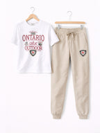 Boys Ontario Club Player T-Shirt & Beige Joggers Set