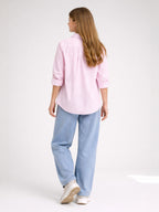 Girls’ Oversized Striped Shirt “ Short Sleeve Button-Down With Pocket