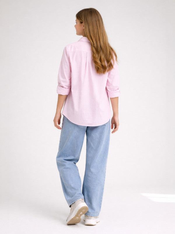 Girls’ Oversized Striped Shirt “ Short Sleeve Button-Down With Pocket