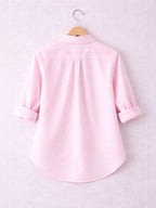 Girls’ Oversized Striped Shirt “ Short Sleeve Button-Down With Pocket