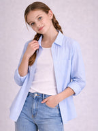 Girls’ Oversized Striped Shirt “ Button-Down With Chest Pocket