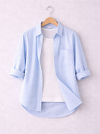 Girls’ Oversized Striped Shirt “ Button-Down With Chest Pocket
