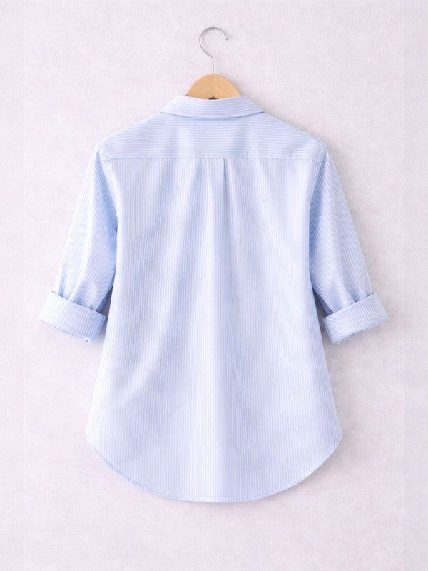 Girls’ Oversized Striped Shirt “ Button-Down With Chest Pocket