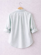 Girls’ Oversized Striped Shirt “ Button-Down With Chest Pocket (Mint)