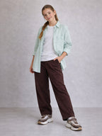 Girls’ Oversized Striped Shirt “ Button-Down With Chest Pocket (Mint)