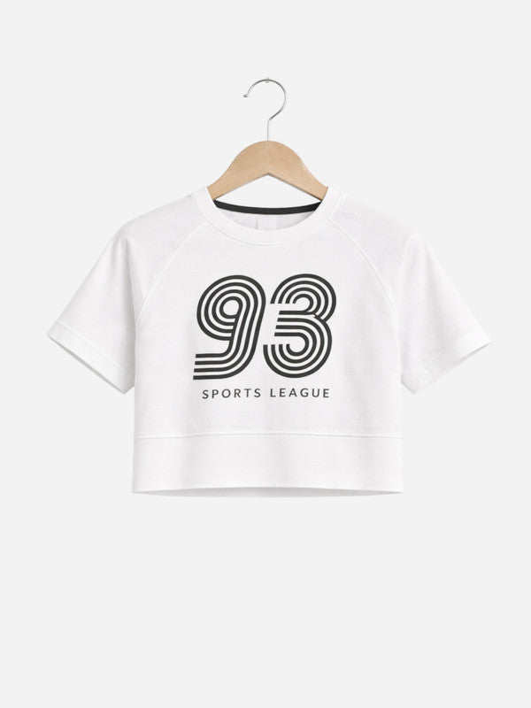Girls 2 Pc Set Œ93 Sports League” T-Shirt & Pants Set “ White & Brown
